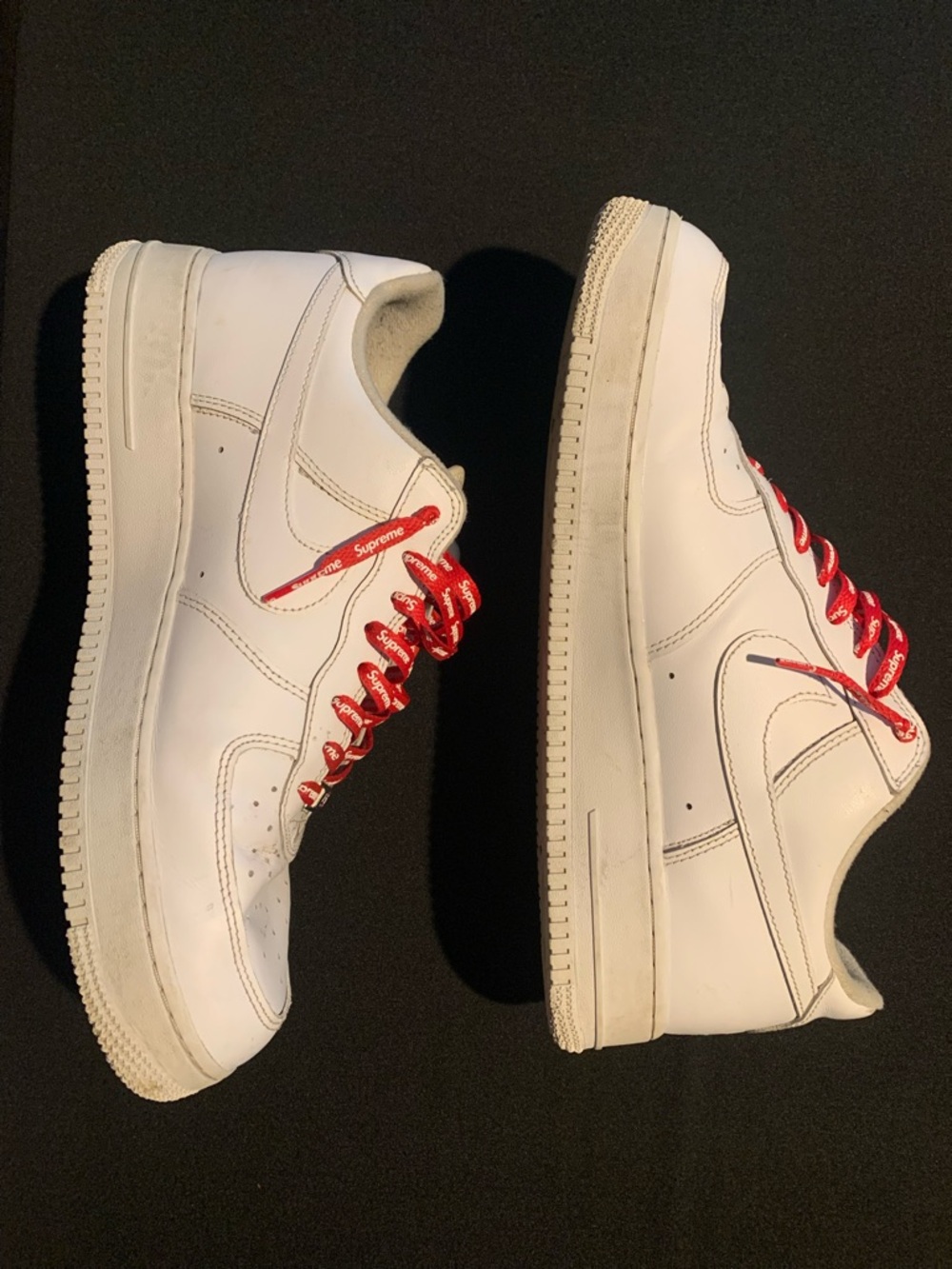 Nike Air Force 1 White Sneakers with Red Accents - Brand: Nike Air Force 1